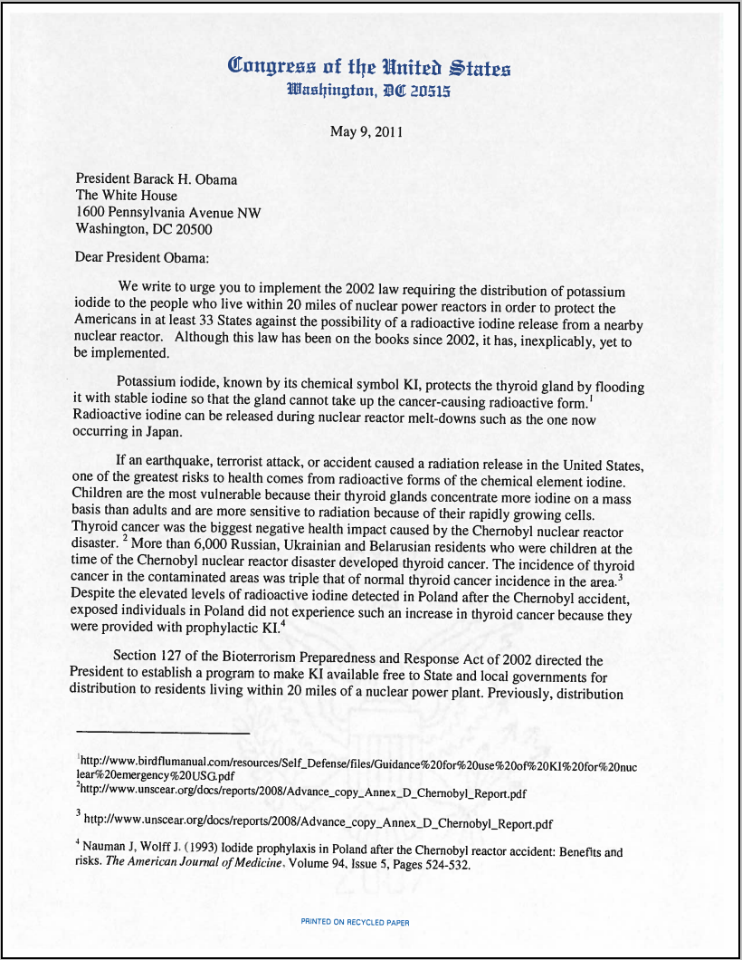 Congressional Letter - Page 1